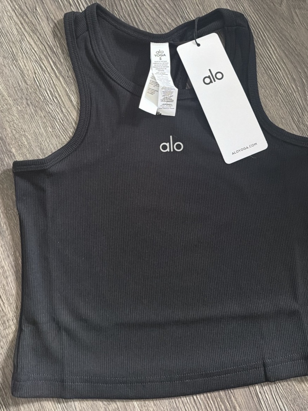 ALO Yoga Black Ribbed Cropped Tank Top